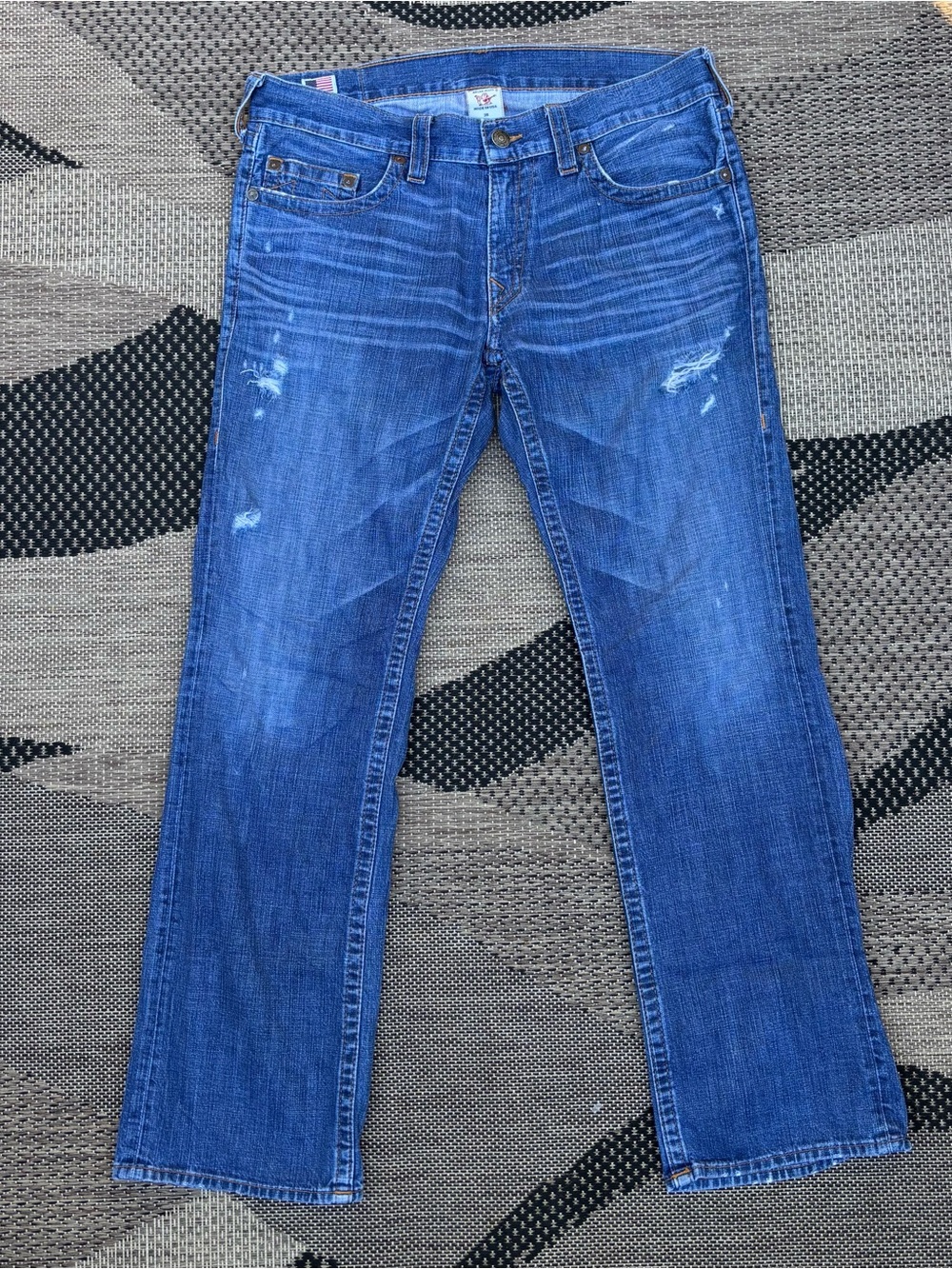 Vintage Y2K True Religion Bobby Jeans Made In USA Distressed Medium Wash 36x32